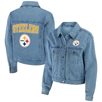 Women's WEAR by Erin Andrews Pittsburgh Steelers Full-Snap Denim Jacket