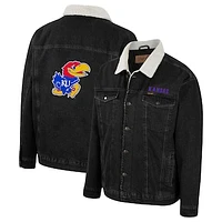 Men's Colosseum x Wrangler Charcoal Kansas Jayhawks Western Button-Up Denim Jacket