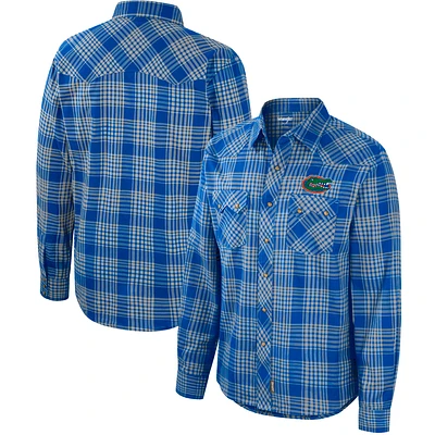 Men's Colosseum x Wrangler  Royal Florida Gators Plaid Western Long Sleeve Full-Snap Shirt