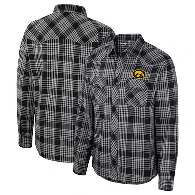 Men's Colosseum x Wrangler  Black Iowa Hawkeyes Plaid Western Long Sleeve Full-Snap Shirt