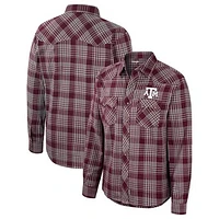 Men's Colosseum x Wrangler  Maroon Texas A&M Aggies Plaid Western Long Sleeve Full-Snap Shirt