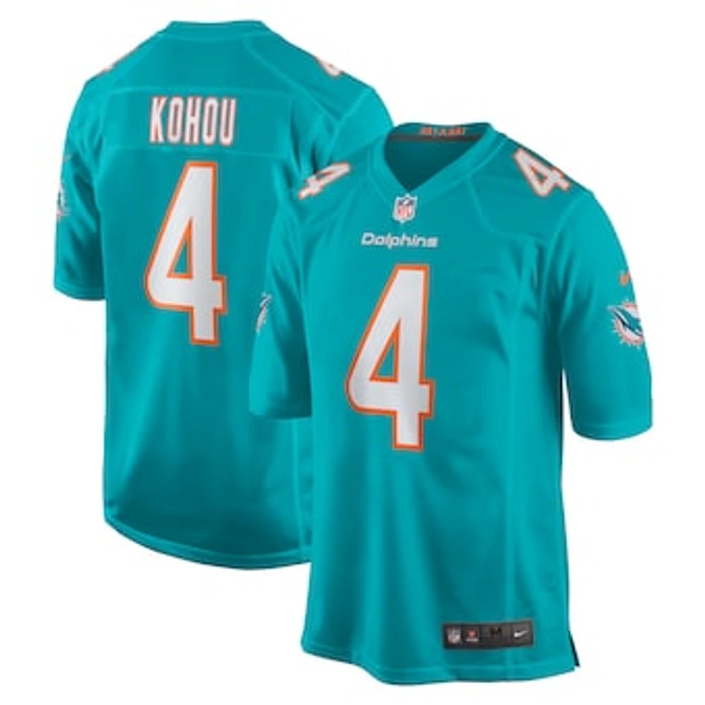 Men's Nike Kader Kohou Aqua Miami Dolphins Game Player Jersey