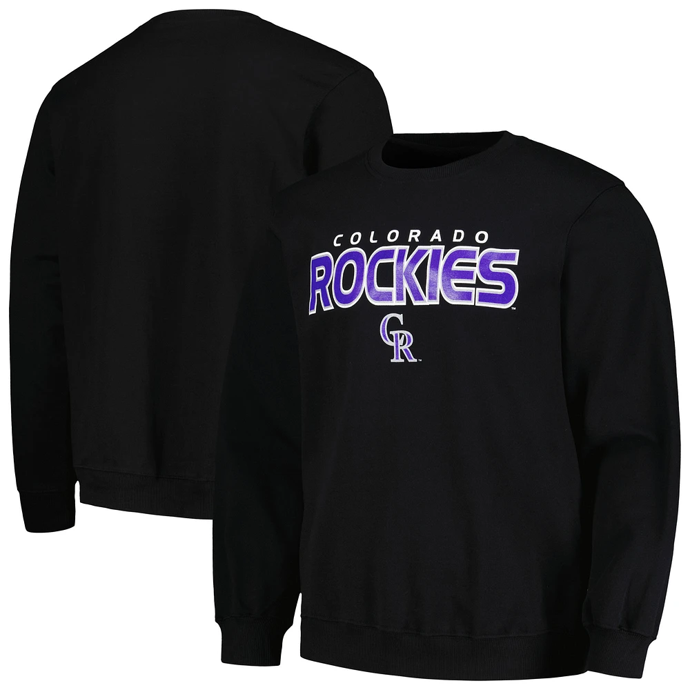 Men's Stitches  Black Colorado Rockies Pullover Sweatshirt