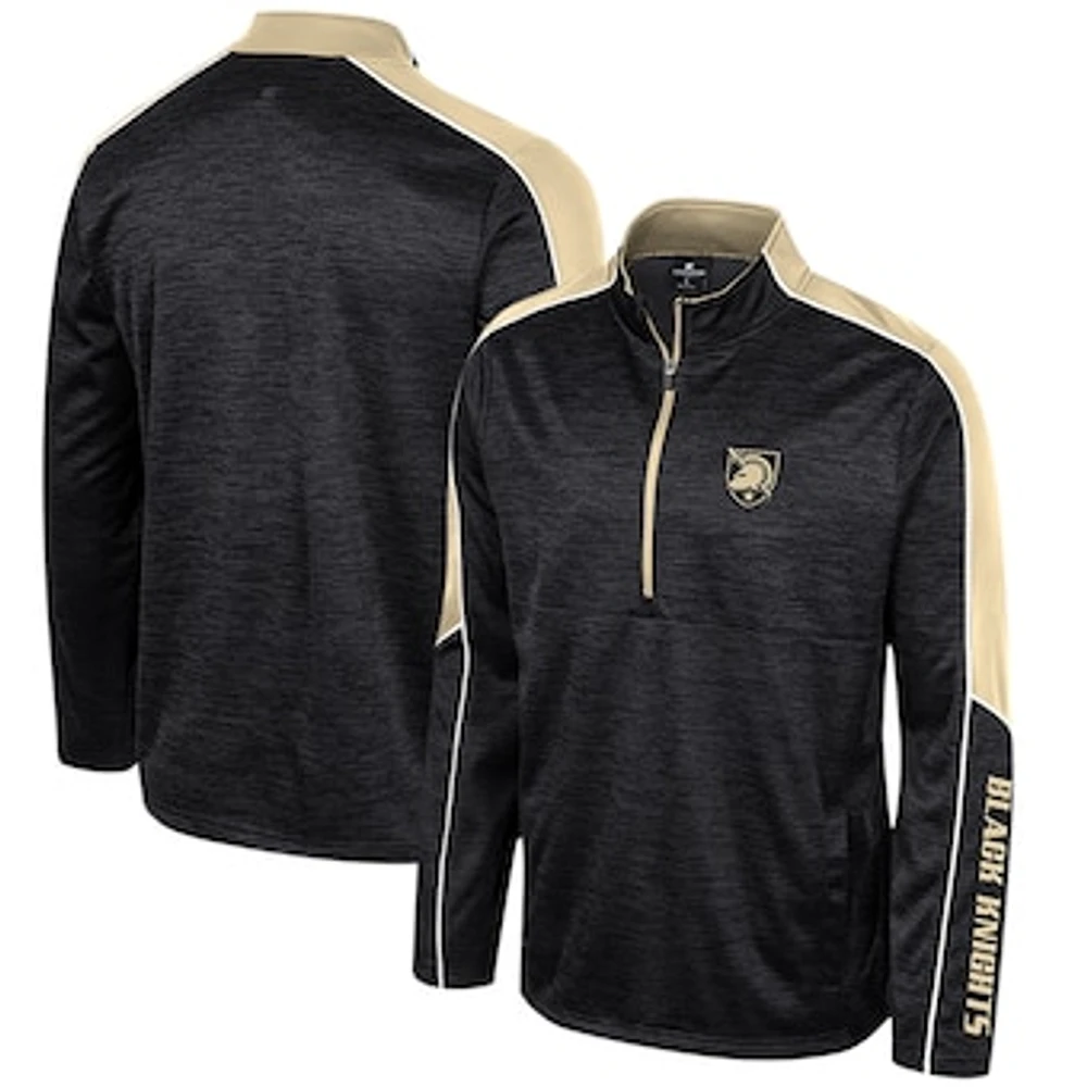 Men's Colosseum Black Army Knights Marled Half-Zip Jacket