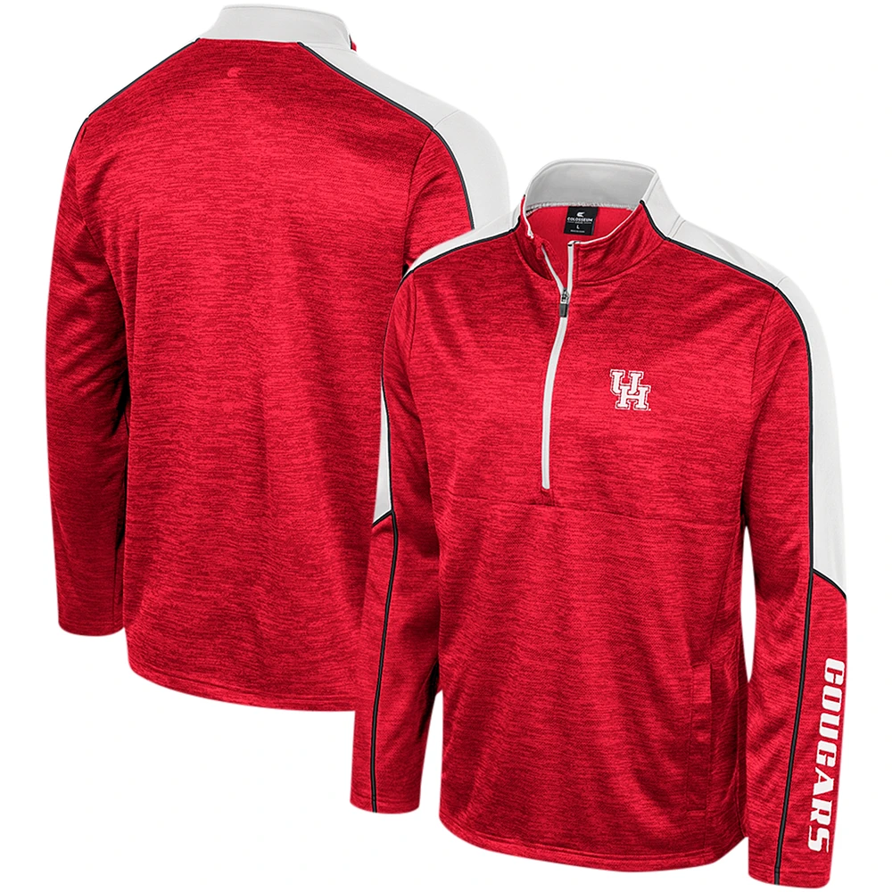 Men's Colosseum Red Houston Cougars Marled Half-Zip Jacket