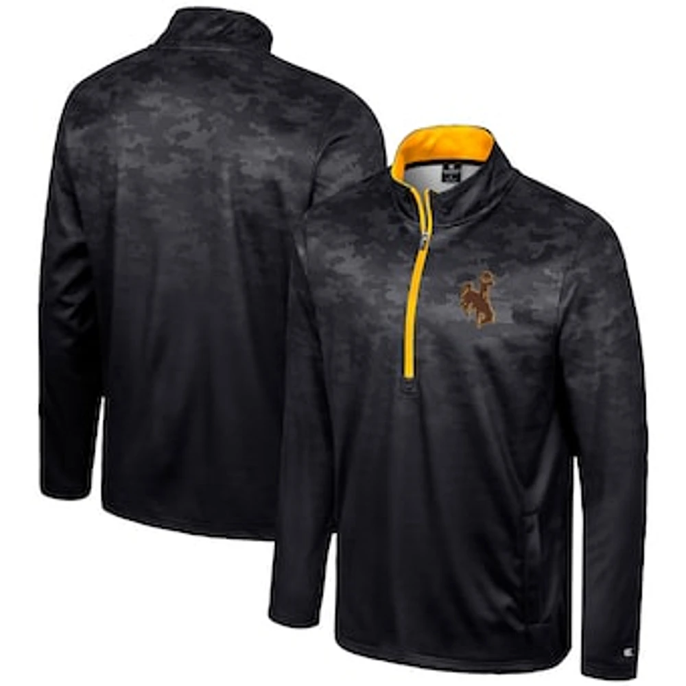 Men's Colosseum Black Wyoming Cowboys The Machine Half-Zip Jacket