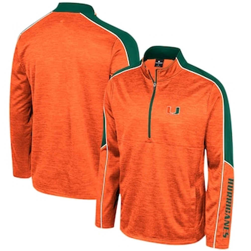 Men's Colosseum Orange Miami Hurricanes Marled Half-Zip Jacket