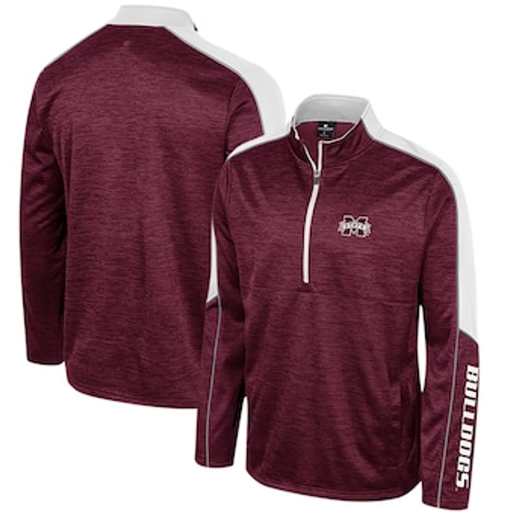 Men's Colosseum Maroon Mississippi State Bulldogs Marled Half-Zip Jacket