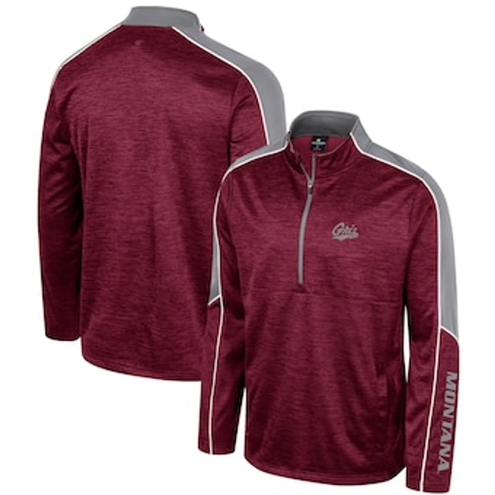 Men's Colosseum Maroon Montana Grizzlies Marled Half-Zip Jacket