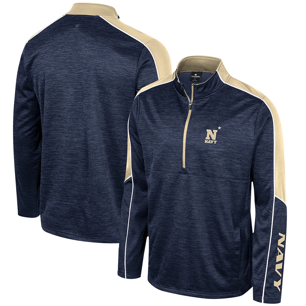 Men's Colosseum Navy Midshipmen Marled Half-Zip Jacket