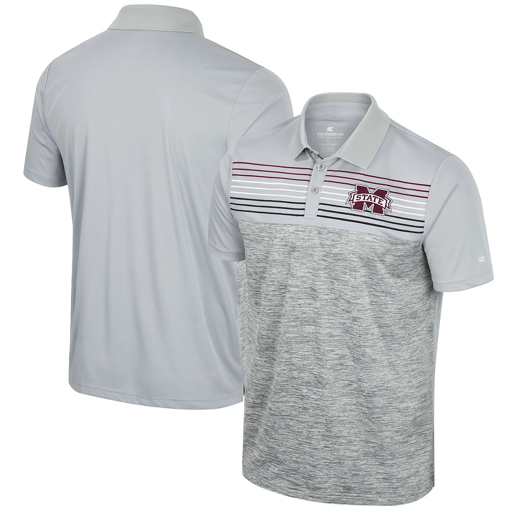 Men's Colosseum Gray Mississippi State Bulldogs Cybernetic Polo