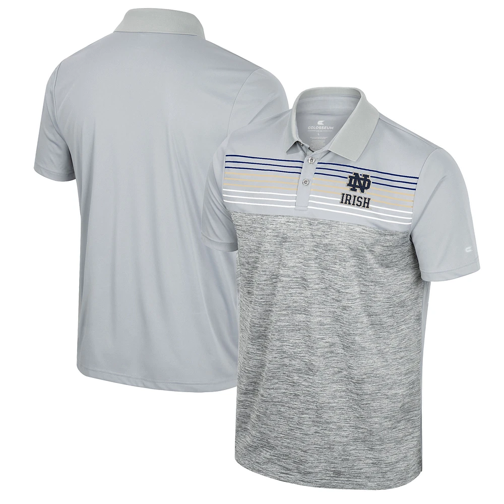 Men's Colosseum Gray Notre Dame Fighting Irish Cybernetic Polo