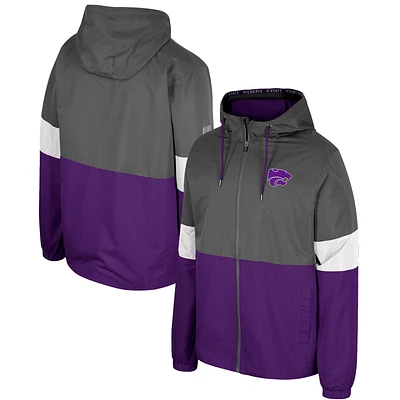 Men's Colosseum Charcoal Kansas State Wildcats Miles Full-Zip Jacket