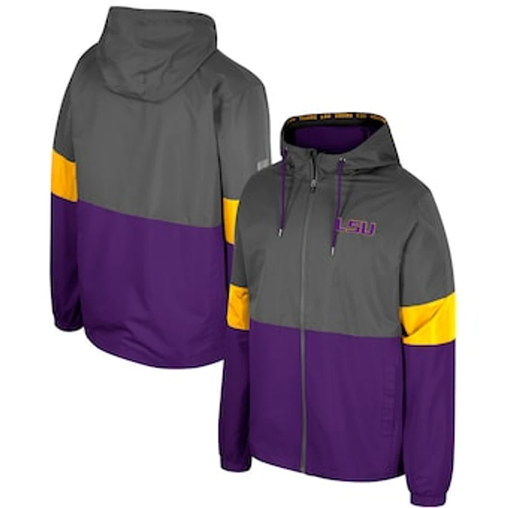 Men's Colosseum Charcoal LSU Tigers Miles Full-Zip Jacket