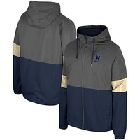 Men's Colosseum Charcoal Navy Midshipmen Miles Full-Zip Hoodie Jacket