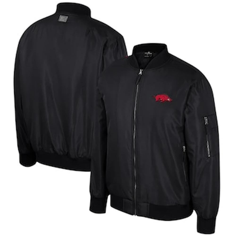 Men's Colosseum  Black Arkansas Razorbacks Full-Zip Bomber Jacket