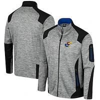 Men's Colosseum Gray Kansas Jayhawks Silberman Color Block Full-Zip Jacket