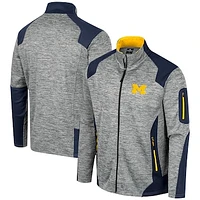 Men's Colosseum Gray Michigan Wolverines Silberman Color Block Full-Zip Jacket