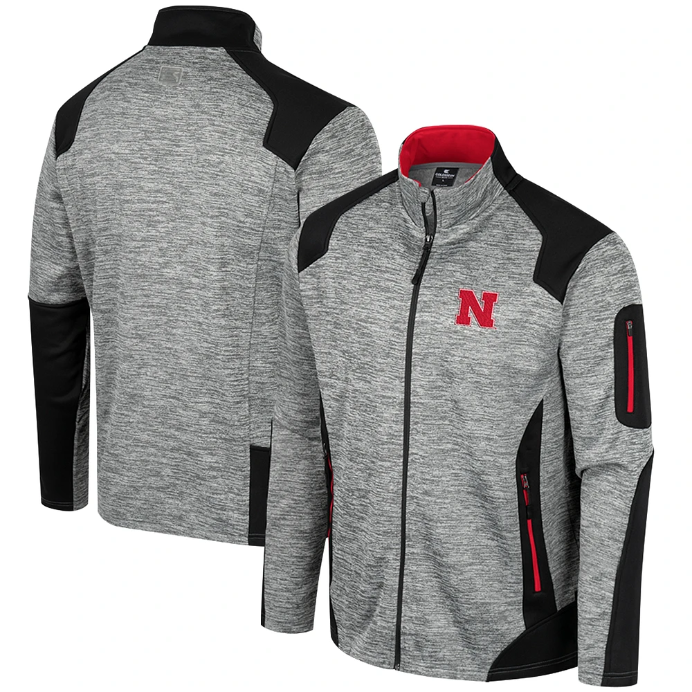 Men's Colosseum Gray Nebraska Huskers Silberman Color Block Full-Zip Jacket