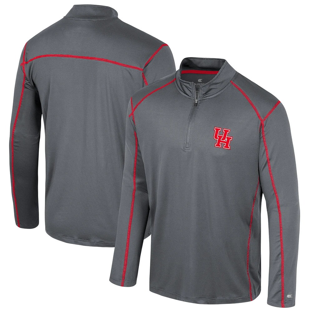 Men's Colosseum Black Houston Cougars Cameron Quarter-Zip Windshirt