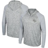 Men's Colosseum Gray UCF Knights Cybernetic Raglan Quarter-Zip Hooded Top