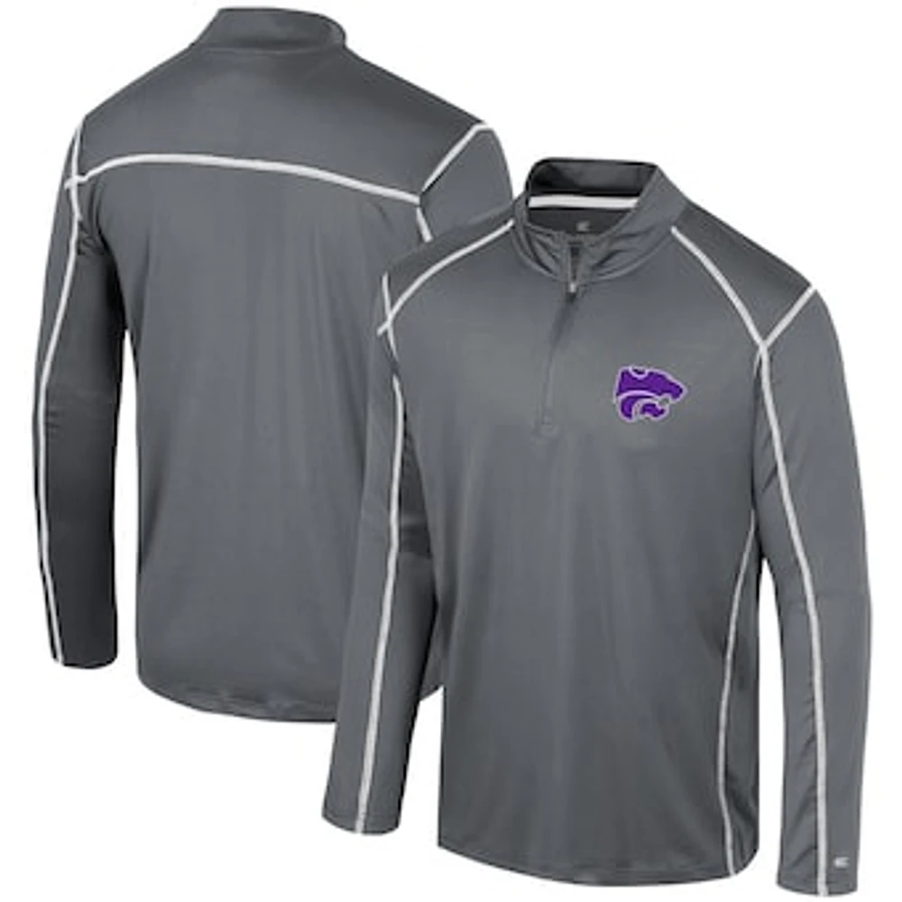 Men's Colosseum Black Kansas State Wildcats Cameron Quarter-Zip Windshirt