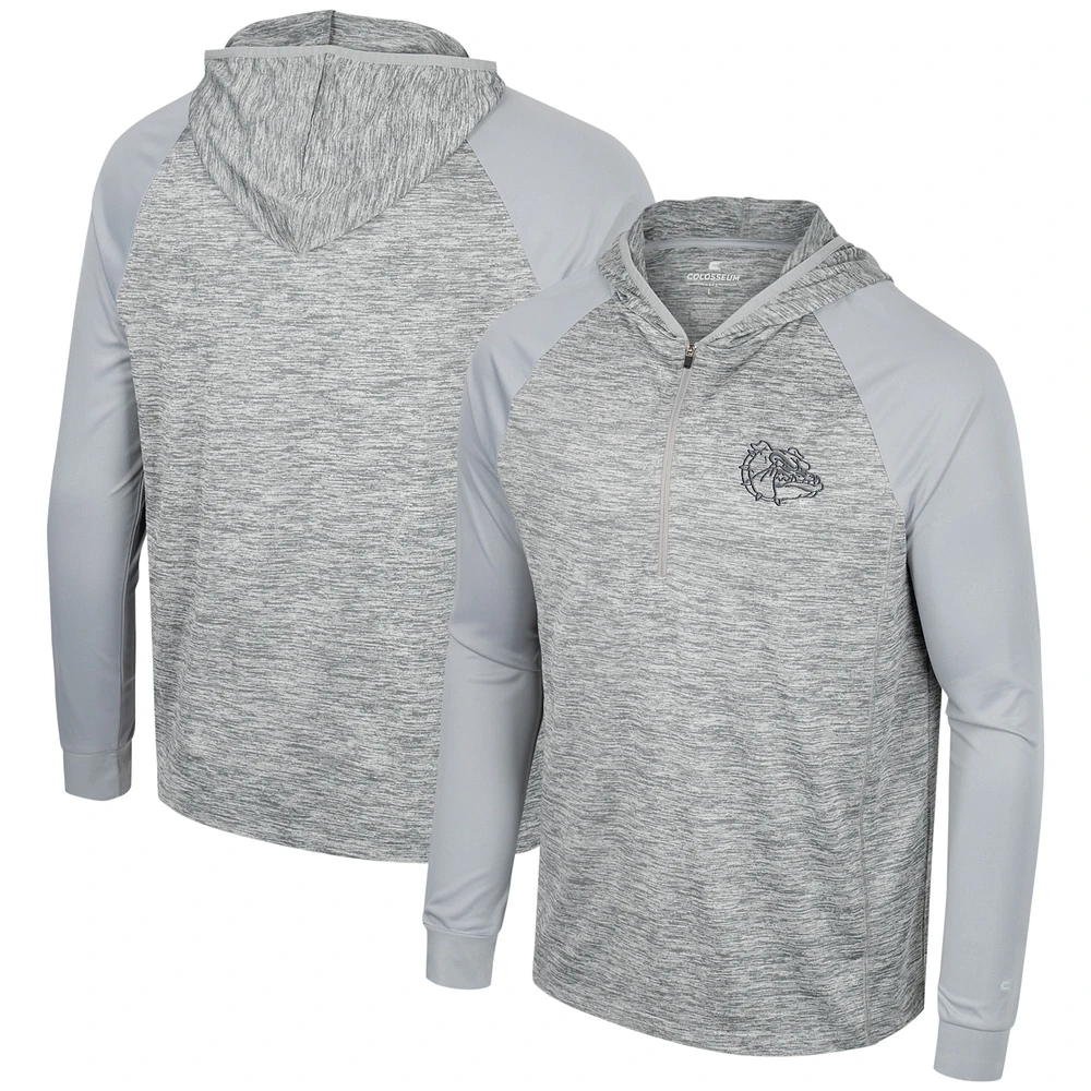 Men's Colosseum Gray Gonzaga Bulldogs Cybernetic Raglan Quarter-Zip Hooded Top