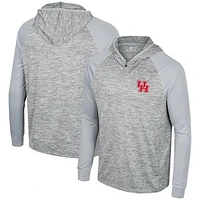 Men's Colosseum Gray Houston Cougars Cybernetic Raglan Quarter-Zip Hooded Top