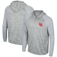 Men's Colosseum Gray Houston Cougars Cybernetic Raglan Quarter-Zip Hooded Top
