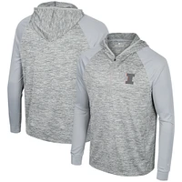 Men's Colosseum Gray Illinois Fighting Illini Cybernetic Raglan Quarter-Zip Hooded Top