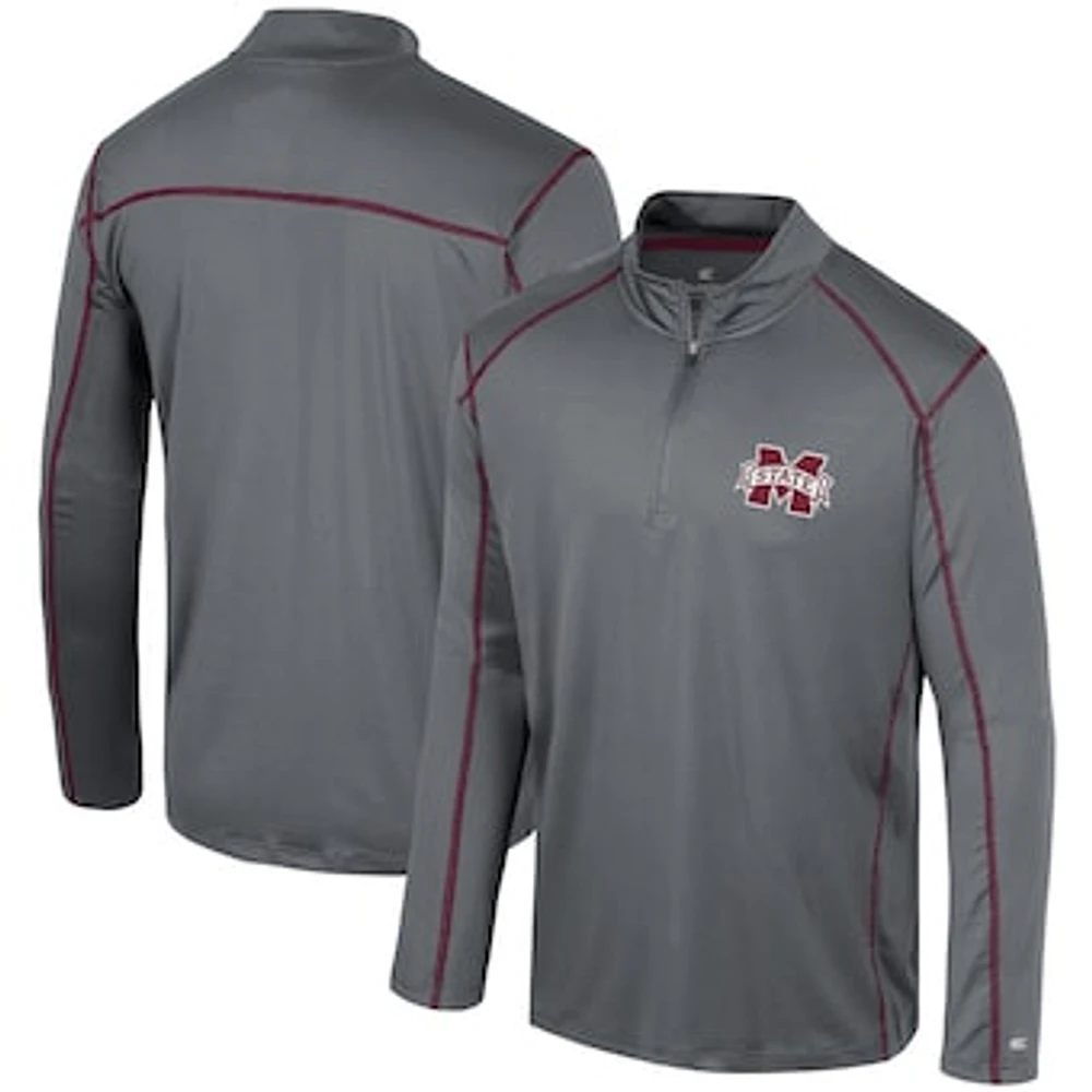 Men's Colosseum Black Mississippi State Bulldogs Cameron Quarter-Zip Windshirt