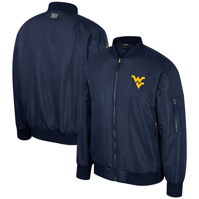 Men's Colosseum  Navy West Virginia Mountaineers Full-Zip Bomber Jacket