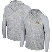 Men's Colosseum Gray Minnesota Golden Gophers Cybernetic Raglan Quarter-Zip Hooded Top