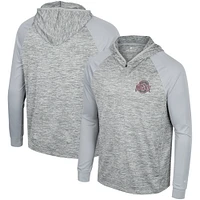 Men's Colosseum Gray Ohio State Buckeyes Cybernetic Raglan Quarter-Zip Hooded Top