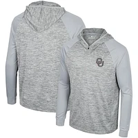 Men's Colosseum Gray Oklahoma Sooners Cybernetic Raglan Quarter-Zip Hooded Top