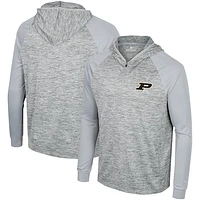 Men's Colosseum Gray Purdue Boilermakers Cybernetic Raglan Quarter-Zip Hooded Top