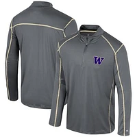 Men's Colosseum Black Washington Huskies Cameron Quarter-Zip Windshirt