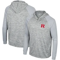 Men's Colosseum Gray Rutgers Scarlet Knights Cybernetic Raglan Quarter-Zip Hooded Top