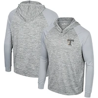 Men's Colosseum Gray Tennessee Volunteers Cybernetic Raglan Quarter-Zip Hooded Top