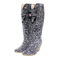Women's Cuce Silver Las Vegas Raiders Knee-High Sequin Boots