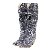 Women's Cuce Silver Las Vegas Raiders Knee-High Sequin Boots