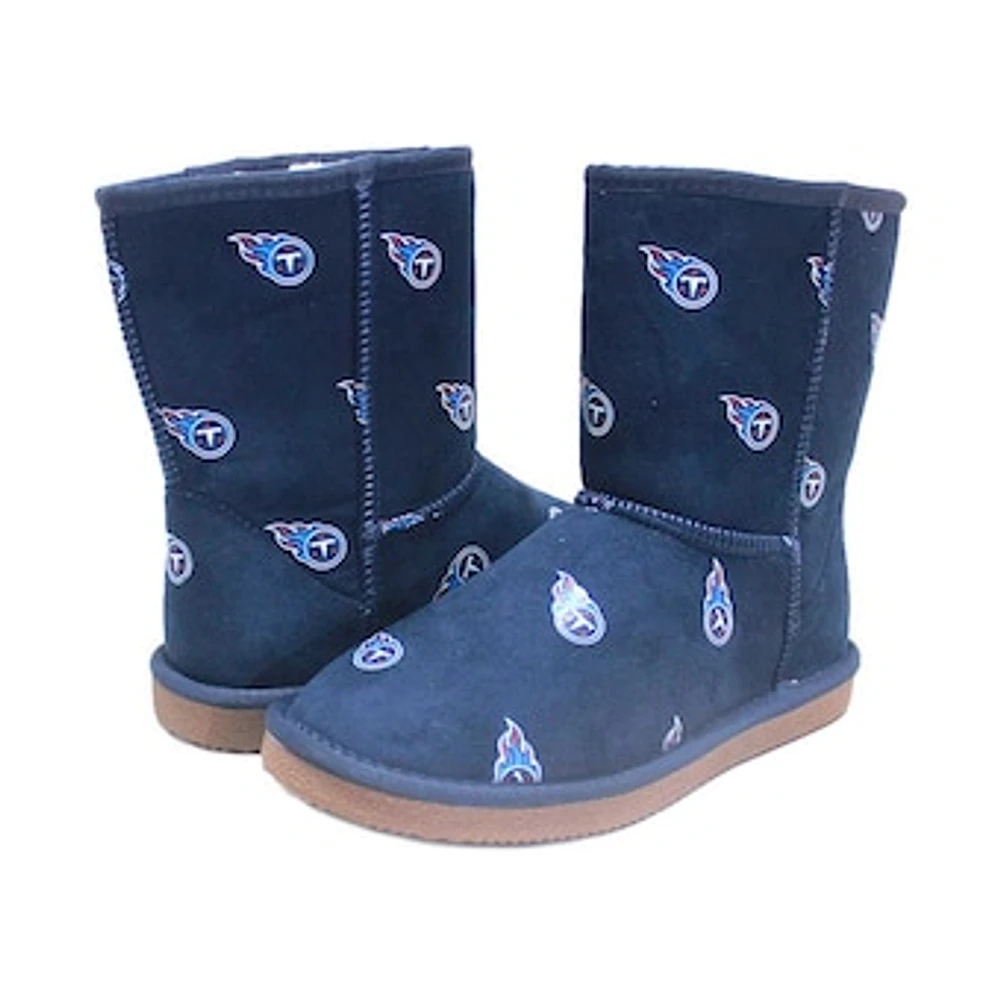 Women's Cuce Navy Tennessee Titans Allover Logo Boots