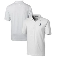 Men's Cutter & Buck  White Atlanta Braves Forge Pencil Stripe Stretch Polo
