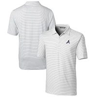 Men's Cutter & Buck  White Atlanta Braves Forge Pencil Stripe Stretch Polo