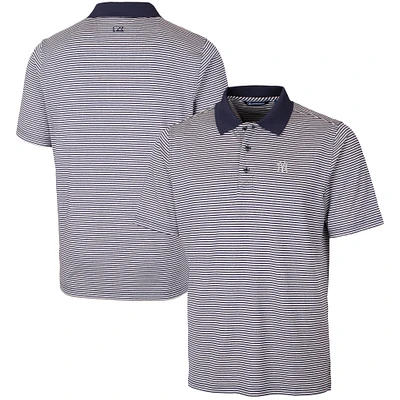 Men's Cutter & Buck  Navy New York Yankees Forge Tonal Stripe Stretch Polo