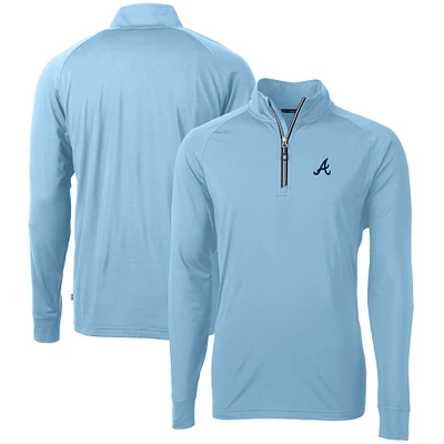 Men's Cutter & Buck  Light Blue Atlanta Braves Adapt Eco Knit Stretch Recycled Quarter-Zip Pullover Top