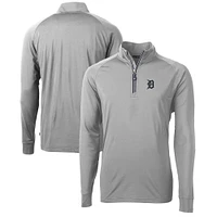 Men's Cutter & Buck  Gray Detroit Tigers Adapt Eco Knit Stretch Recycled Quarter-Zip Pullover Top