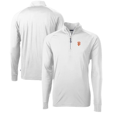Men's Cutter & Buck  White San Francisco Giants Adapt Eco Knit Stretch Recycled Quarter-Zip Pullover Top