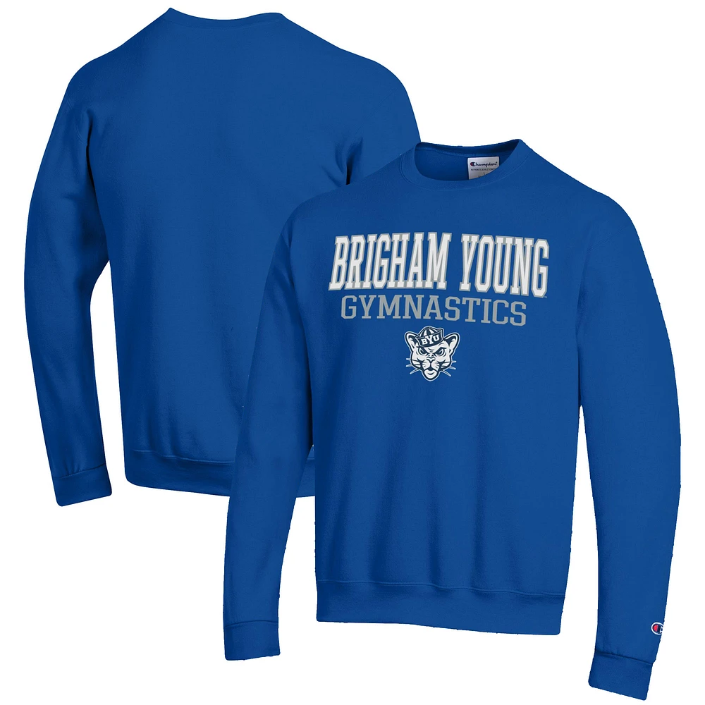 Men's Champion Royal BYU Cougars Gymnastics Stack Powerblend Pullover Sweatshirt