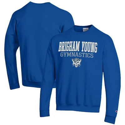 Men's Champion  Royal BYU Cougars Gymnastics Stack Powerblend Pullover Sweatshirt